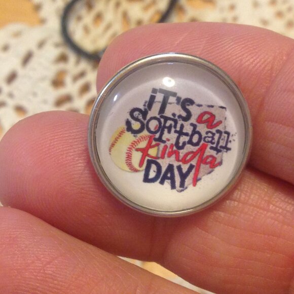 Snap Jewelry Softball Fan Bundle - Earrings, Necklace, Keychain, Buttons - Picture 8 of 11